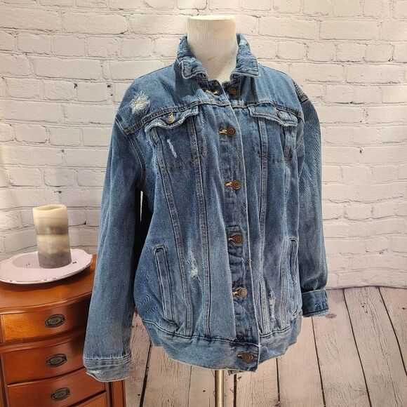 UNBRANDED Long Sleeve Distressed Jean Denim Jacket - Picture 3 of 12